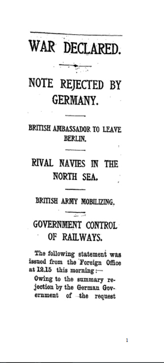 The Times, 5th August 1914