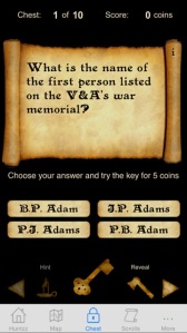 The first clue from the K&C WWI Huntzz App